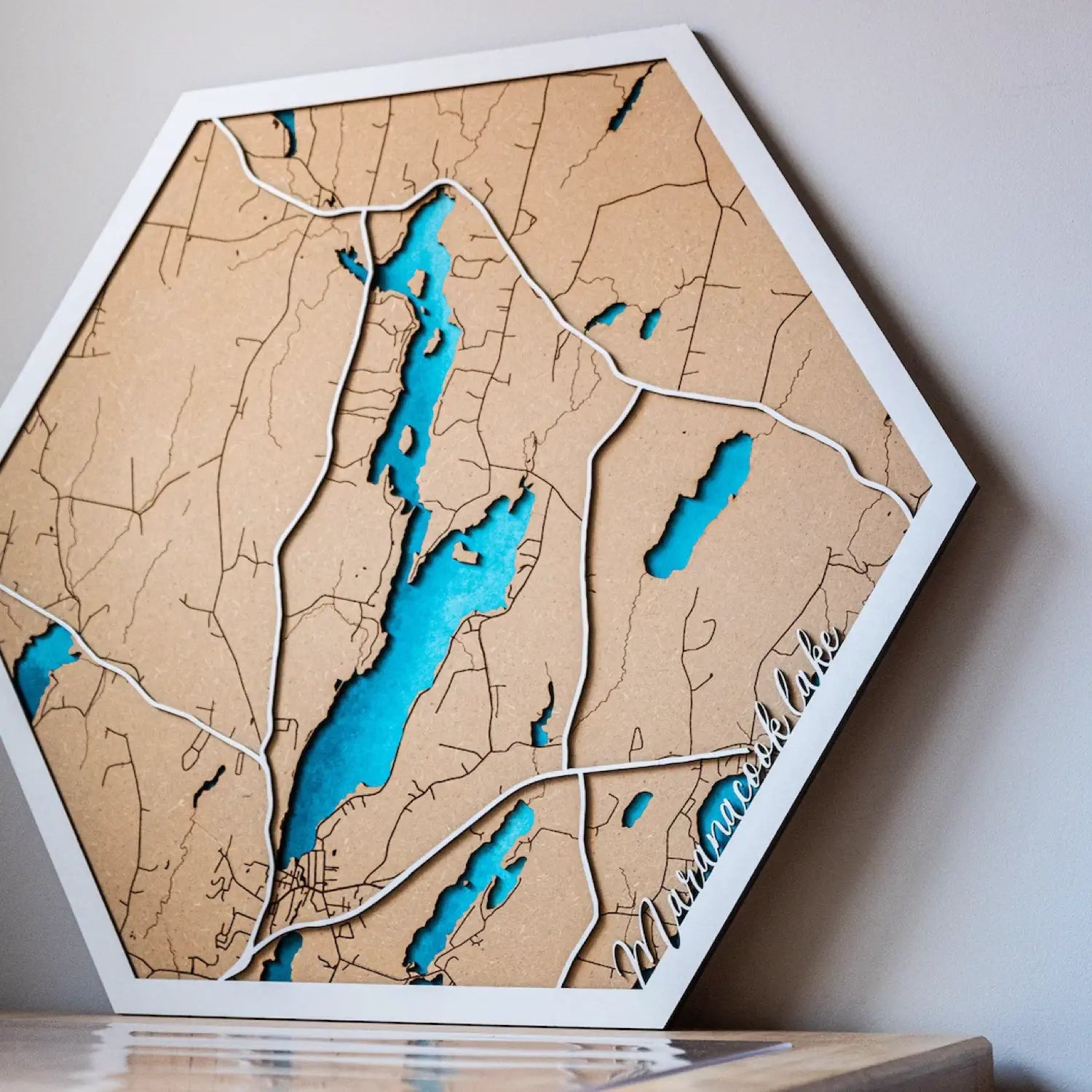 Hexagon Wooden Map